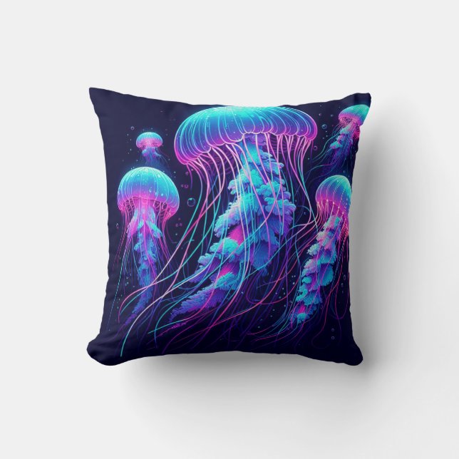 Flowing Ocean: Jellyfish Inspired Dekorativ kudde (Framsida)