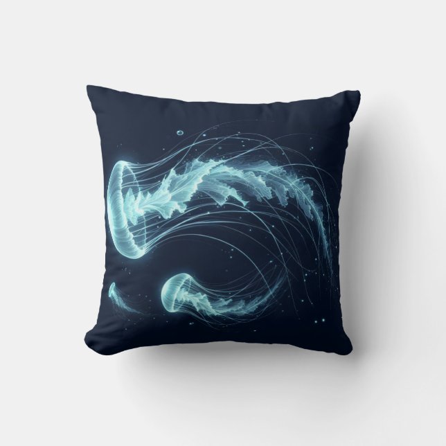 Flowing Ocean: Jellyfish Inspired Dekorativ kudde (Framsida)