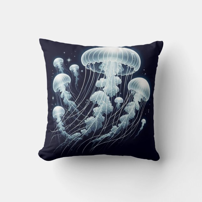 Flowing Ocean: Jellyfish Inspired Dekorativ kudde (Framsida)
