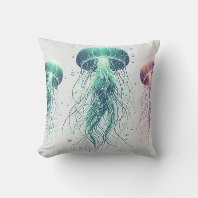 Flowing Ocean: Jellyfish Inspired Dekorativ kudde (Framsida)