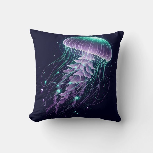 Flowing Ocean: Jellyfish Inspired Dekorativ kudde (Framsida)