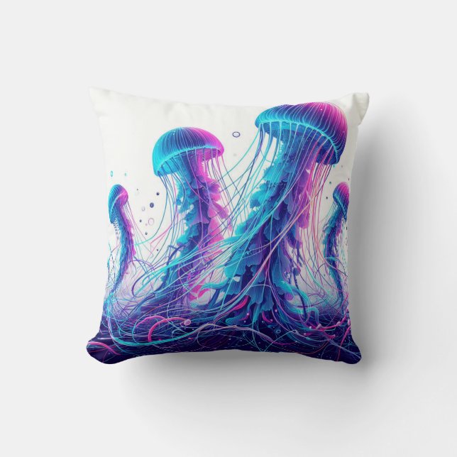 Flowing Ocean: Jellyfish Inspired Dekorativ kudde (Framsida)