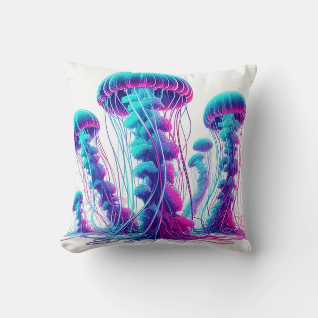 Flowing Ocean: Jellyfish Inspired Dekorativ kudde (Framsida)