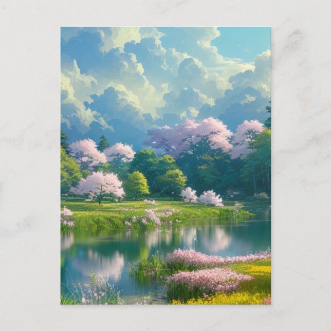 Flowing Symphony of Nature's Färg Vykort (Framsida)