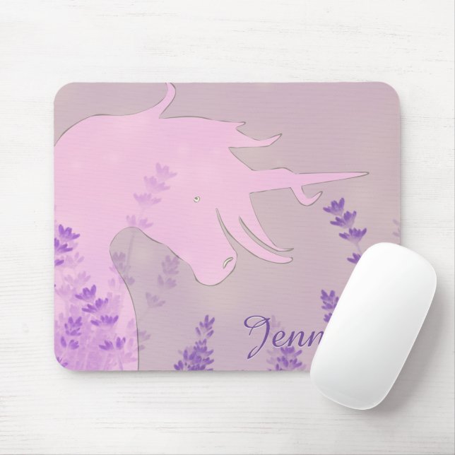 Flowing Unicorn Silhouette (lila blommor) Musmatta (Med mus)