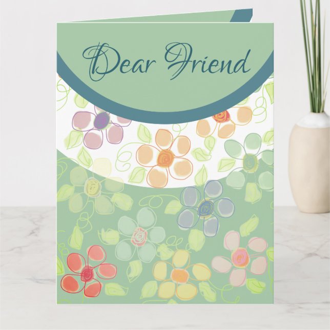 Flowwered Birthday Önskemål Kort (Framsida)