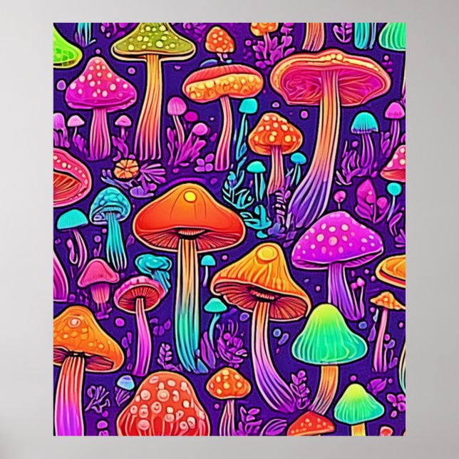 Flowy Neon Mushroom Dance Poster (Framsidan)