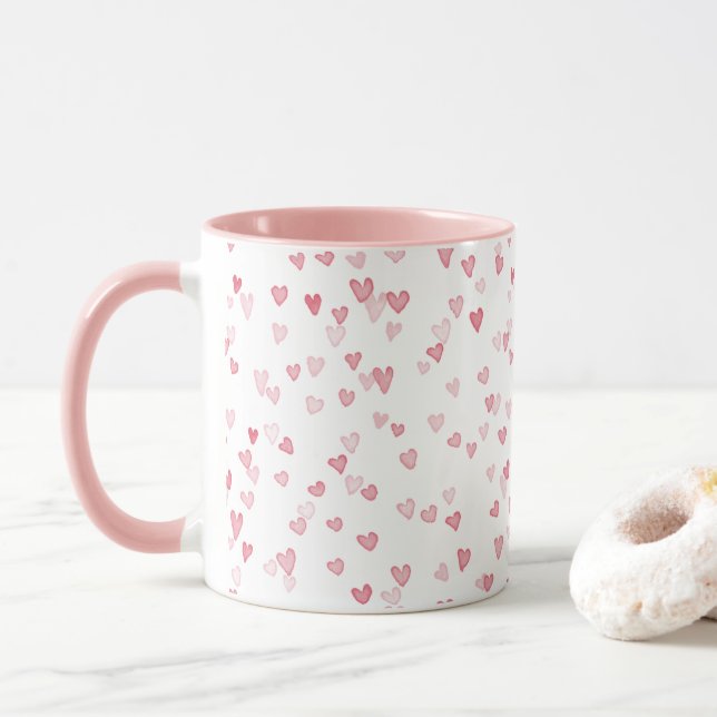 Flowy Rosa Hearts Mugg (Med munk)