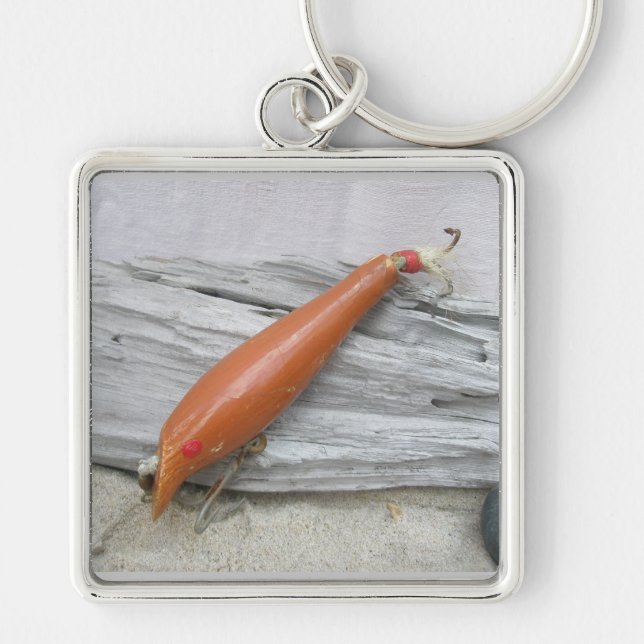 Floyd Roman Vintage Lure Keychain Fyrkantig Silverfärgad Nyckelring (Framsidan)