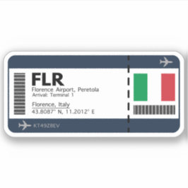 FLR Florence Boarding Pass - Italien Travel Klistermärken