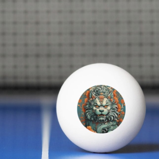 Flu Lion of Wisdom  Ping Pong Boll (Asian Lion Head ping pong ball. 3-star balls meet the ITTF's competition specifications for quality.)