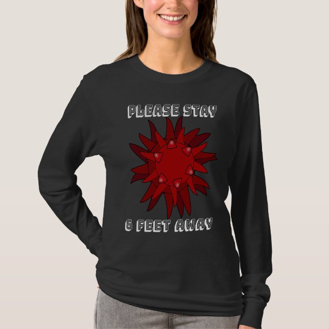 Flu Please Stay 6 Feet Away Red Microorganism T Shirt (Framsida)