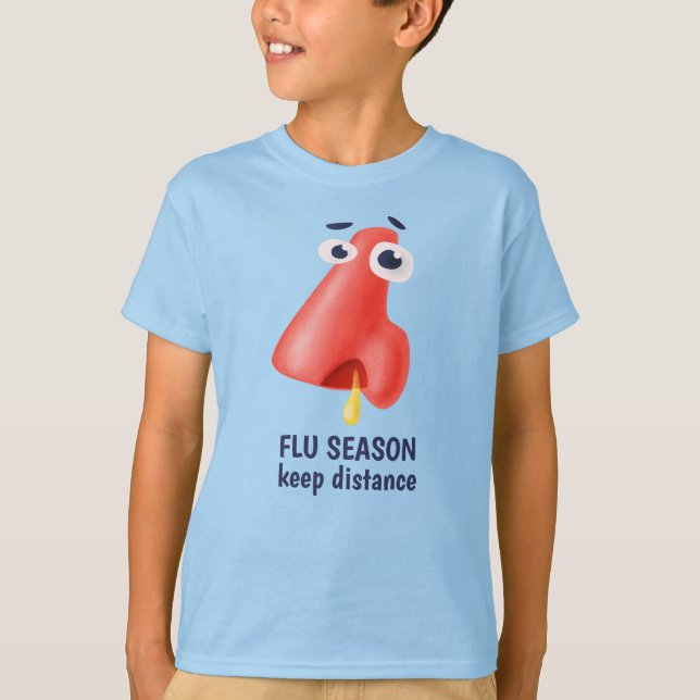 Flu Season Behålla Avstånd Funny Runny Nose Kids T Shirt (Framsida)