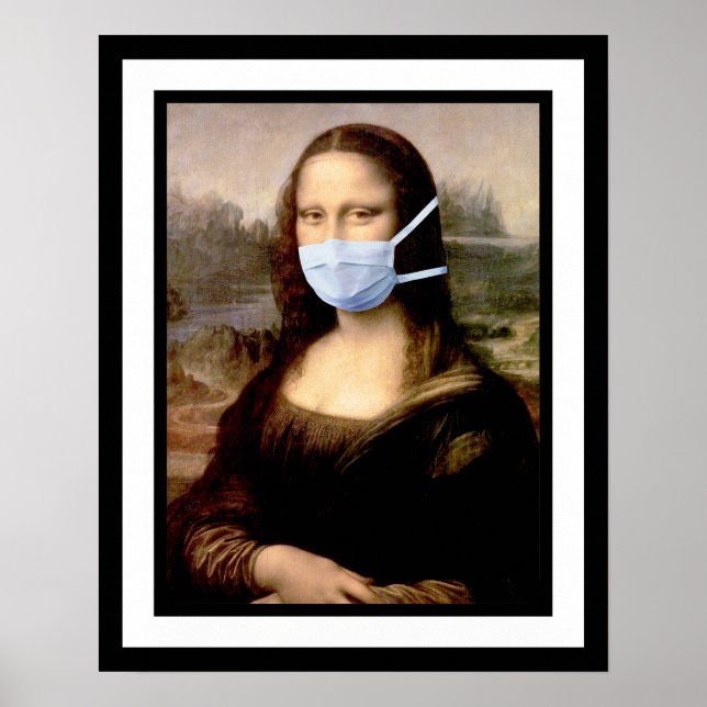 Flu Season Mona Lisa med Mask & Faux Ram Poster (Framsidan)