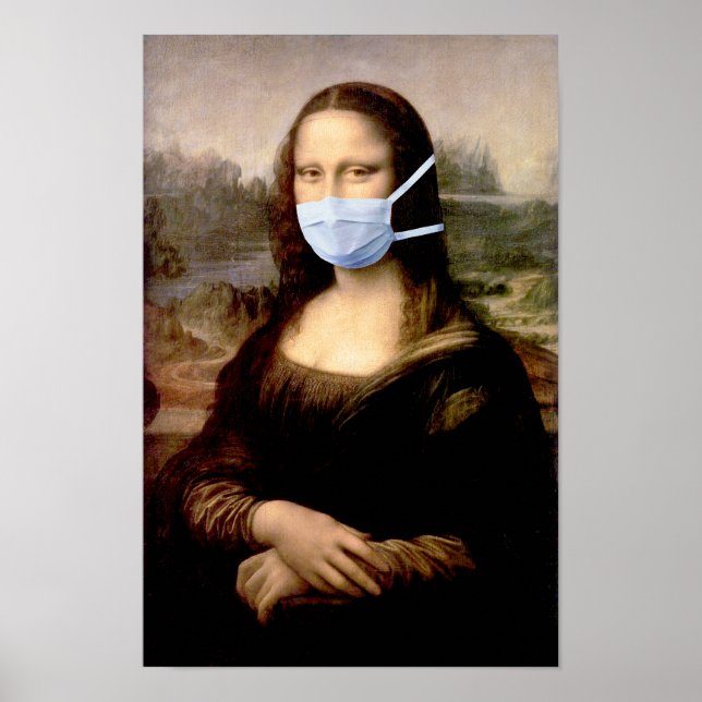 Flu Season Mona Lisa med Mask Poster (Framsidan)