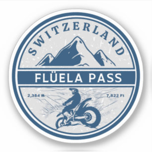 Flüela Pass schweiziska alperna motorcykeltur Klistermärken