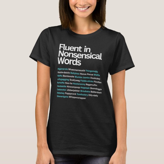 Fluent i icke-sensibiliserat Ord, sarkastiskt T Shirt (Framsida)
