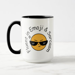 "Fluent in Emoji and Sarcasm" Funny kaffe Mugg