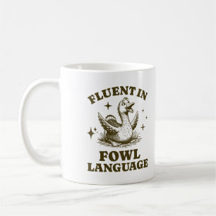 Fluent in Fowl Language Funny Anka Älskare Farm Li Kaffemugg