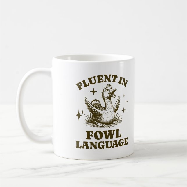 Fluent in Fowl Language Funny Anka Älskare Farm Li Kaffemugg (Vänster)