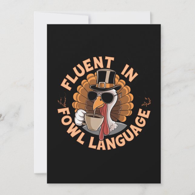 Fluent in Fowl Language Funny Design for Chicken Inbjudningar (Framsida)