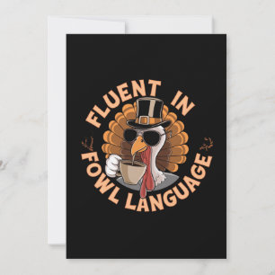 Fluent in Fowl Language Funny Design for Chicken Inbjudningar