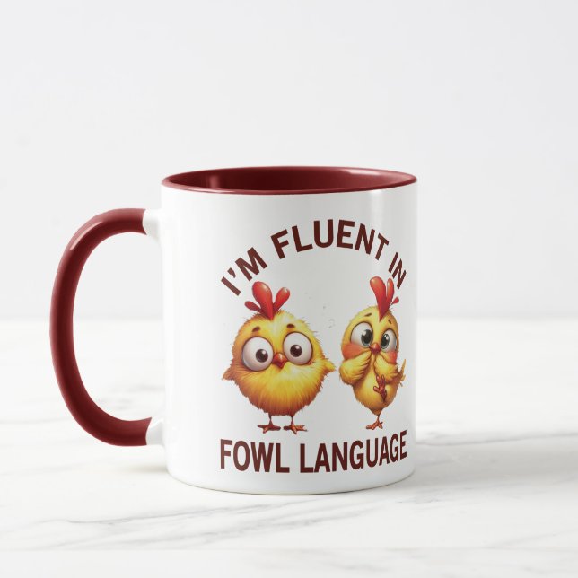 Fluent in Fowl Language lustig kyckling Mugg (Vänster)