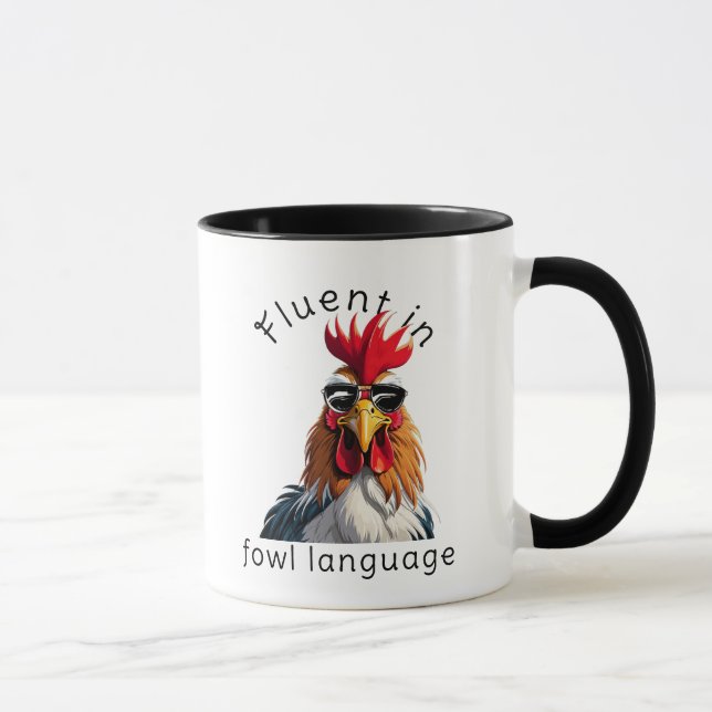 Fluent In Fowl Language Rooster Mug - Punny Gift Mugg (Höger)