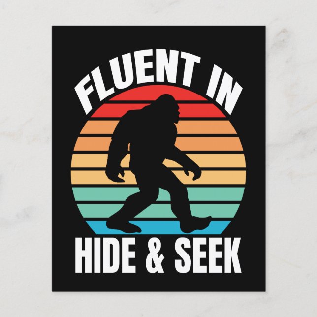 Fluent in Göm och Seek Funny Bigfoot Flygblad (Framsidan)