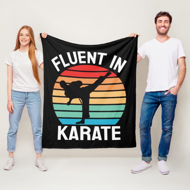 Fluent in Karate Funny Karate Fleecefilt (På plats)