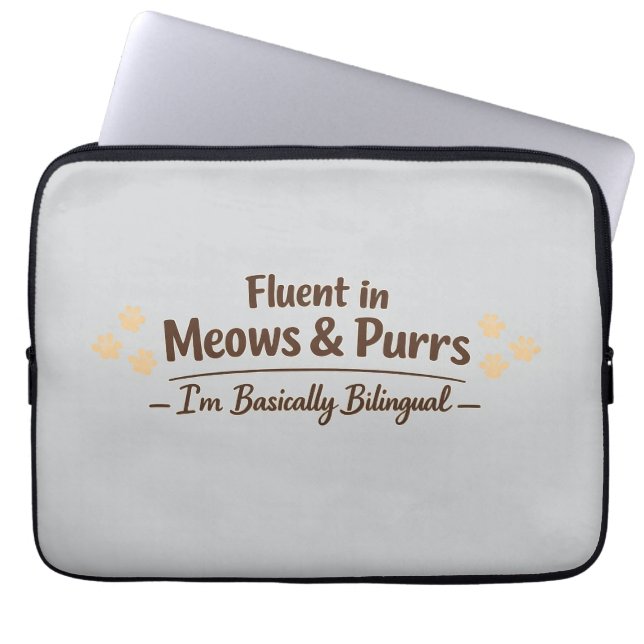 Fluent in Meows & Purrs Funny Cat Lover Gift Laptop Fodral (Framsidan)