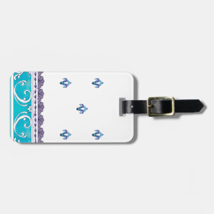 Fluer De Lis Blue Swirl Design Bagagebricka