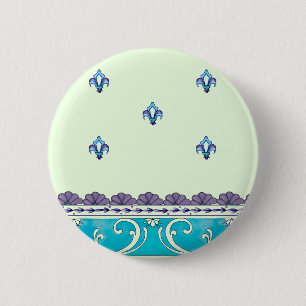 Fluer De Lis Blue Swirl Design Knapp