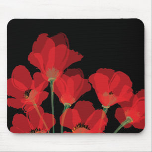Fluers de Pavot Rouge sur Noir Musmatta