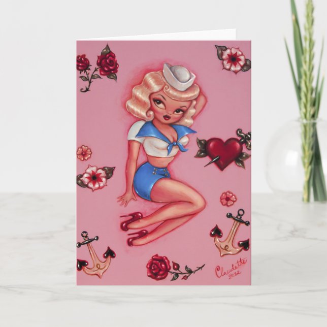 Fluff Little Blonde Sailor Girl Card Kort (Framsida)
