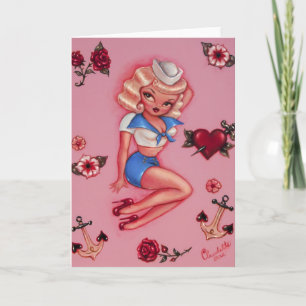 Fluff Little Blonde Sailor Girl Card Kort