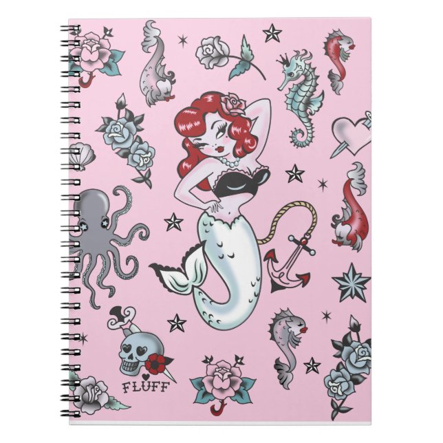 Fluff Molly Sjöjungfru Notebook-rosa Anteckningsbok (Framsidan)