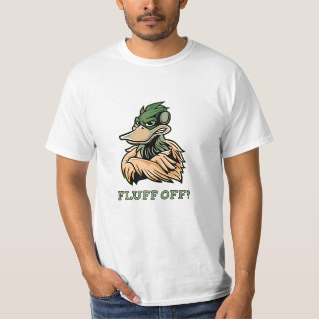 Fluff Off Funny Duck t-shirt design (Framsida)