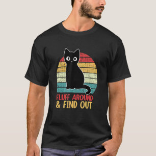 Fluff runt och ta reda på Kitten Retro Black Cat T Shirt