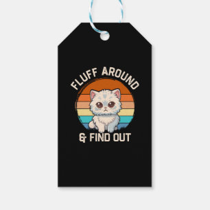 Fluff Runt Och Ta Reda På Rolig Retro Katt Presentetikett