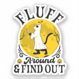 Fluff runt och ta reda på, Scary Cat Halloween Klistermärken