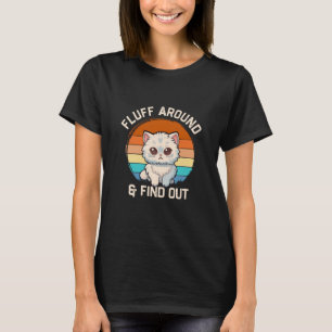Fluff Runtom och Ta Reda På Rolig Retro Katt T Shirt