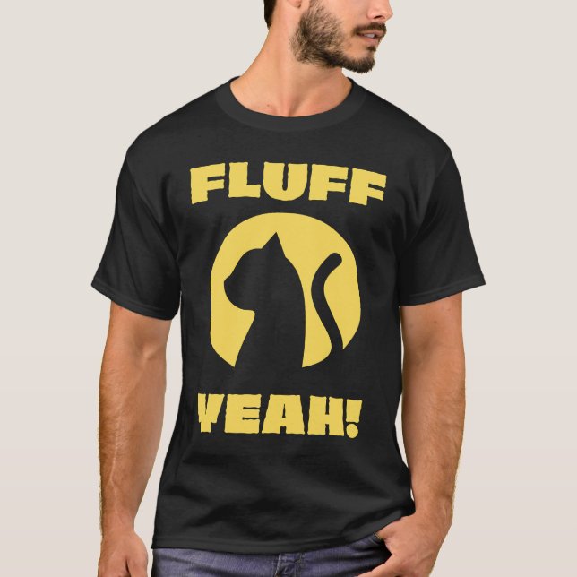 Fluff Yeah Katt Silhuett Grafisk Katt T Shirt (Framsida)