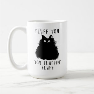 Fluff You Black Cat Teckning Kaffemugg