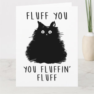 Fluff You Black Cat Teckning Kort