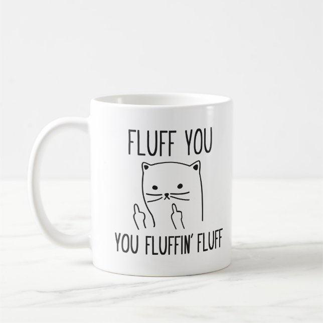 FLUFFA DIG DEN ROLIGA KATTKAFFEMUGGEN KAFFEMUGG (Vänster)
