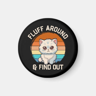 Fluffa runt och ta reda på rolig retro katt magnet