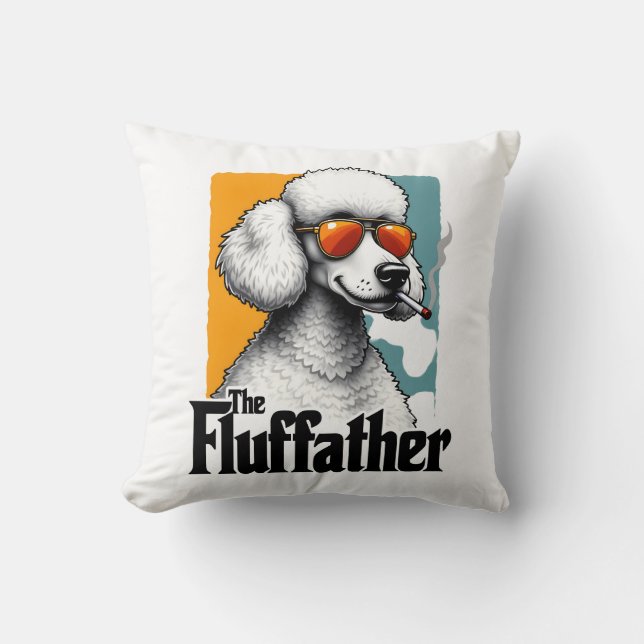Fluffather Pudel Vintage Rolig Hund Mafia Vect Kudde (Framsida)