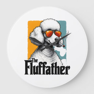 Fluffather Pudel Vintage Rolig Hund Mafia Vect Stor Klocka