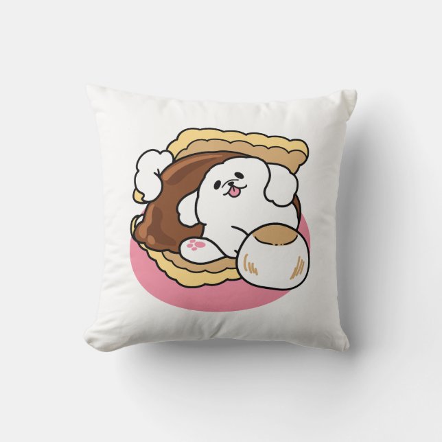 Fluffier Than a S'more - Cute Hund and Dessert Pun Kudde (Framsida)